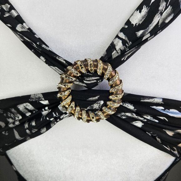 Taboo Metallic Animal Print Sheath Dress Women's Small Babydoll Y2K Club Bling - Picture 8 of 9